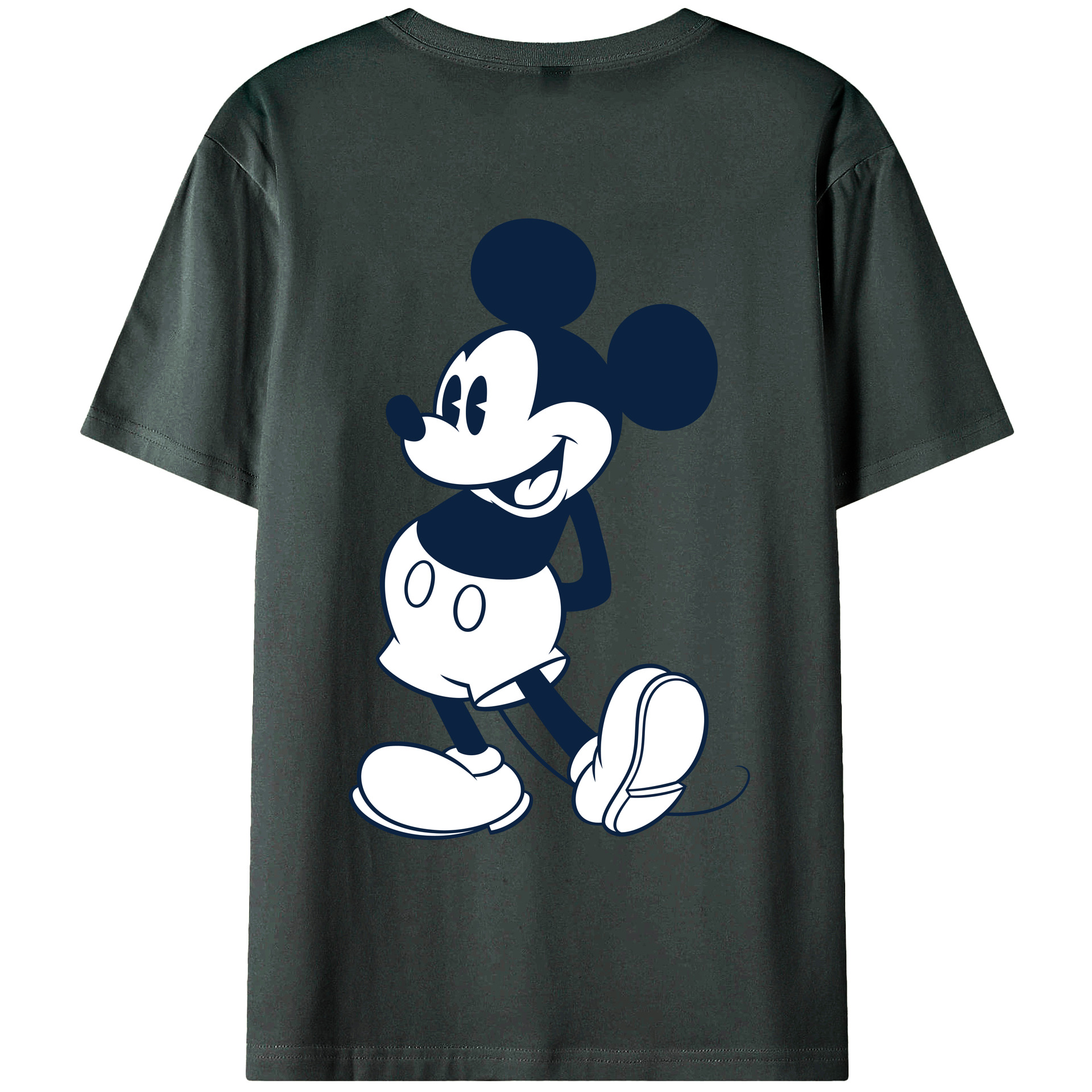 ミッキーマウス Mickey Mouse 綿100％ メンズ半袖Tシャツ（バックプリント） 通気性
